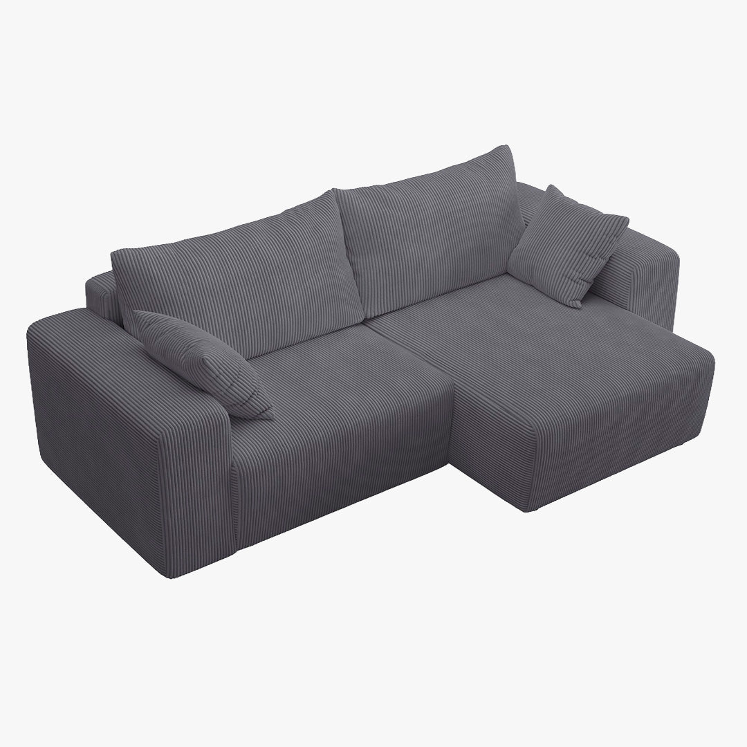 MILEA Canapé d'angle convertible et réversible en velours côtelé gris foncé - Canapé d'angle convertible - Mobilier Deco