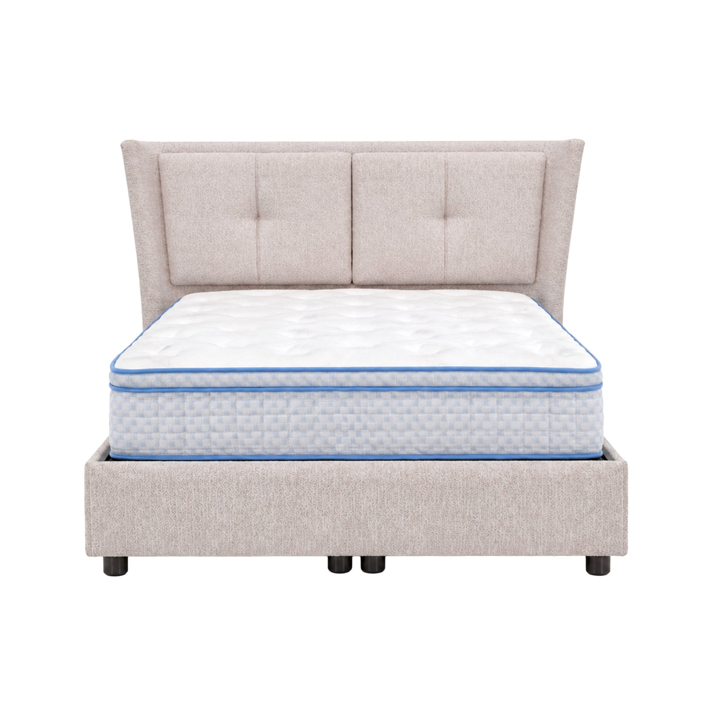 MILIA Lit coffre en tissu beige 180x200 cm - Lits - Mobilier Deco