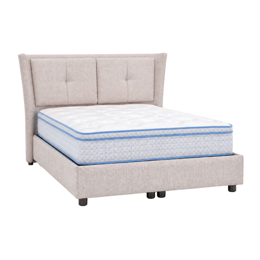 MILIA Lit coffre en tissu beige 180x200 cm — aperçu vidéo