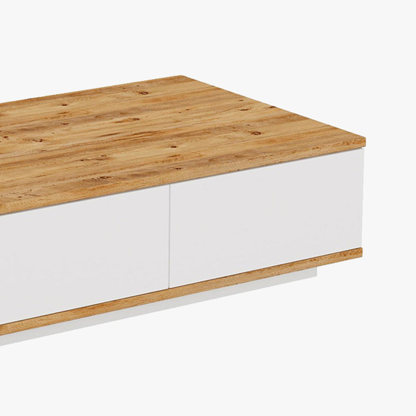 MILIE Table basse rectangulaire couleur bois et blanc avec rangement intégré - Table basse - Mobilier Deco
