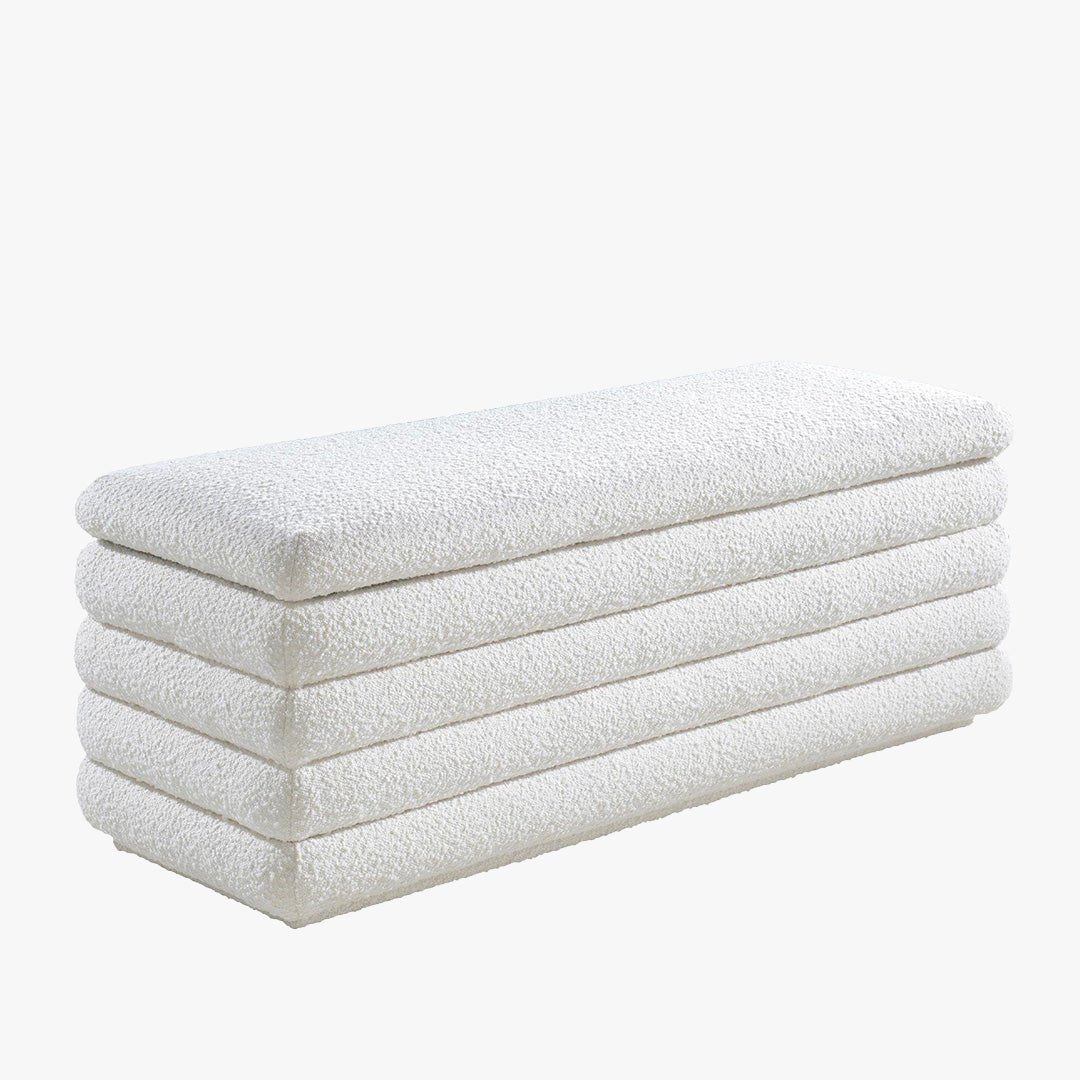 MILLO Banquette coffre effet peau de mouton blanc écru - Banquettes - Mobilier Deco