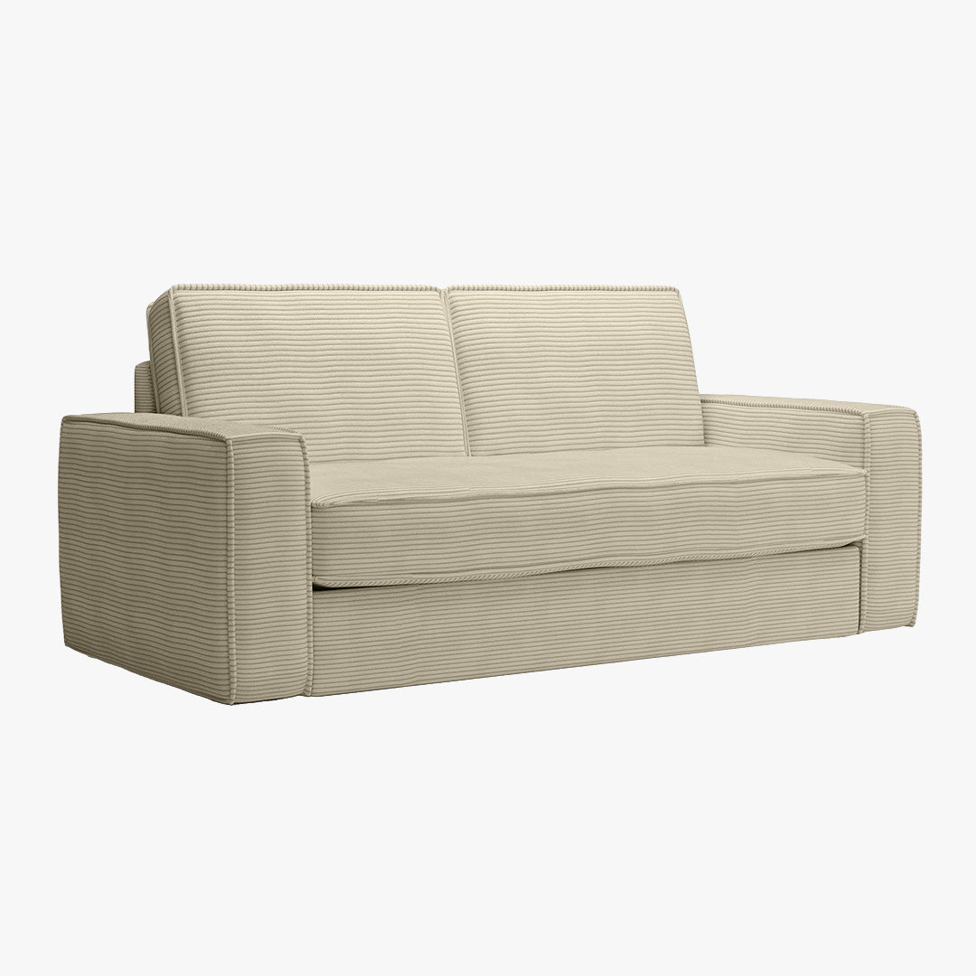MINDY Canapé 3 places convertible velours côtelé beige matelas 14 cm - Canapés convertibles - Mobilier Deco