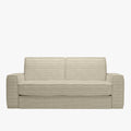 MINDY Canapé 3 places convertible velours côtelé beige matelas 14 cm
