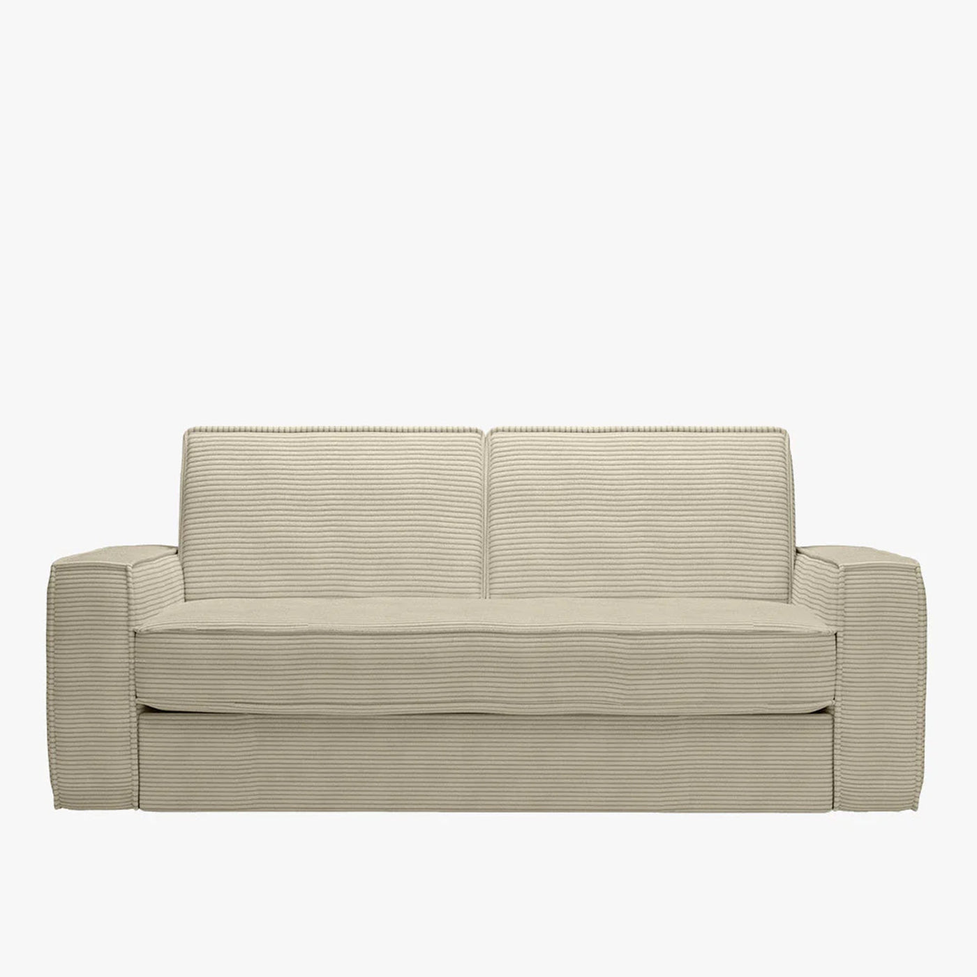 MINDY Canapé 3 places convertible velours côtelé beige matelas 14 cm - Canapés convertibles - Mobilier Deco