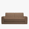 MINDY Canapé 3 places convertible velours côtelé taupe matelas 14 cm
