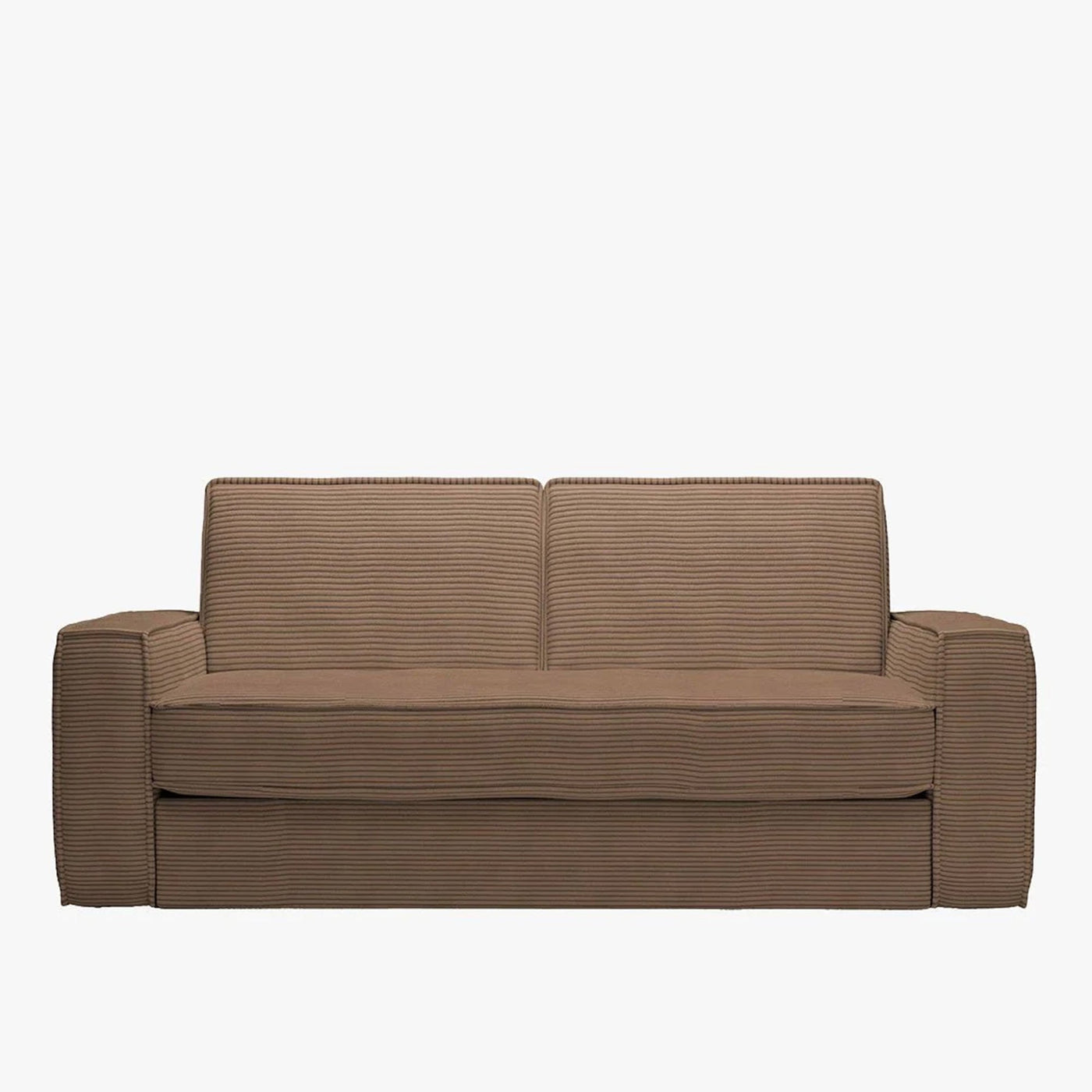 MINDY Canapé 3 places convertible velours côtelé taupe matelas 14 cm - Canapés convertibles - Mobilier Deco