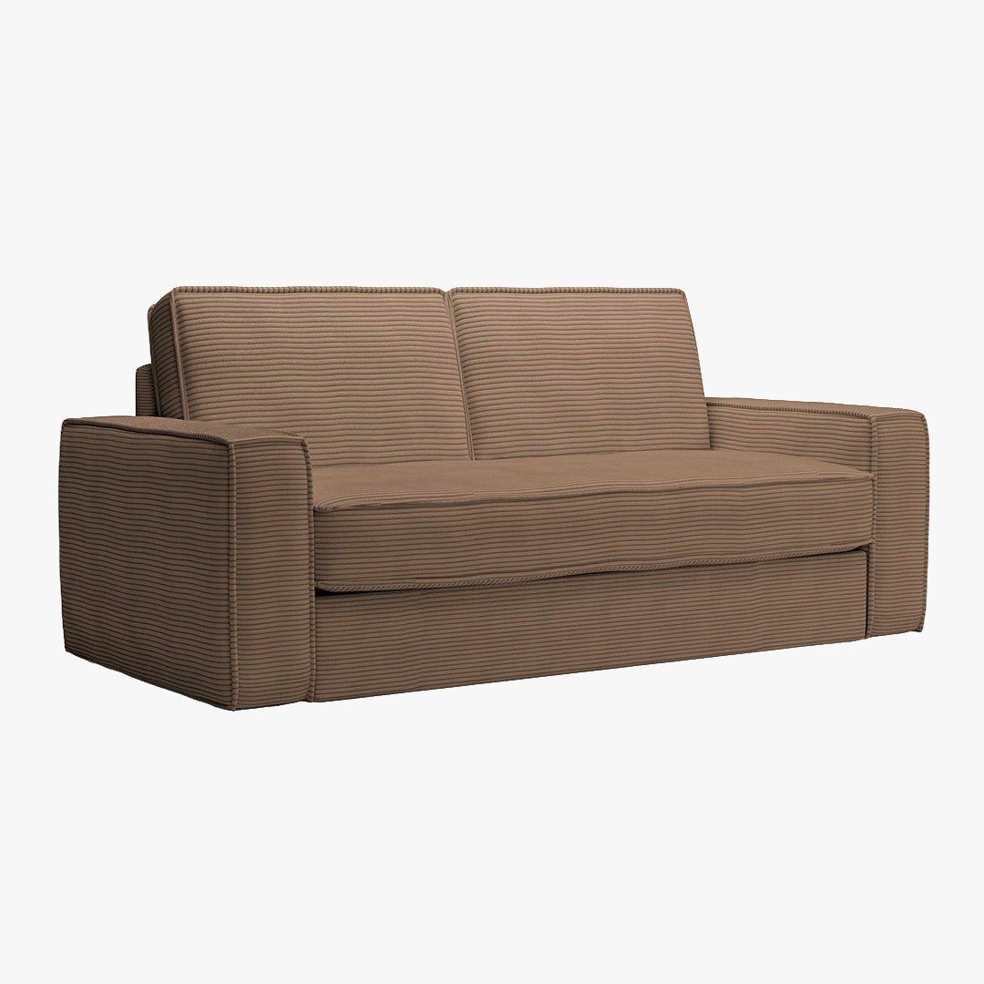 MINDY Canapé 3 places convertible velours côtelé taupe matelas 14 cm - Canapés convertibles - Mobilier Deco