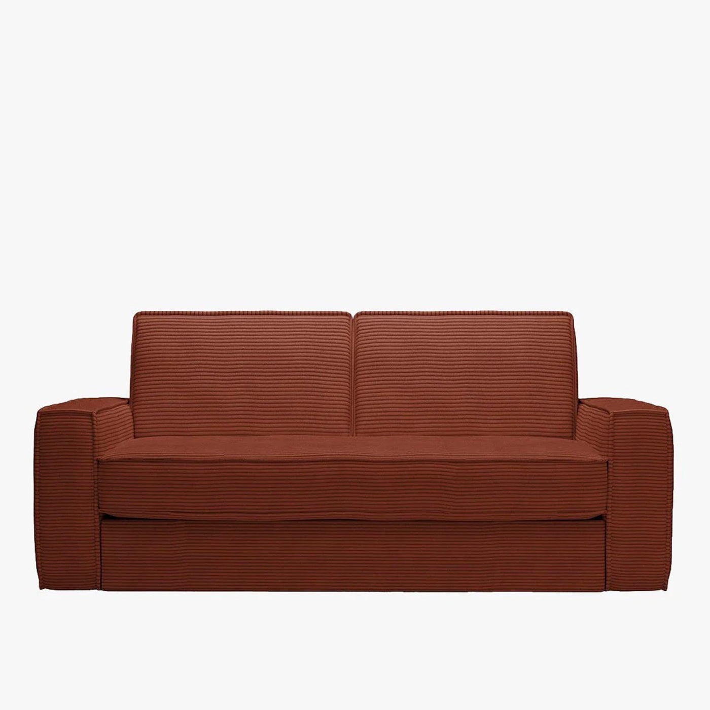 MINDY Canapé 3 places convertible velours côtelé terracotta matelas 14 cm - Canapés convertibles - Mobilier Deco