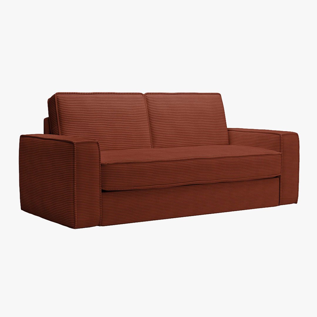 MINDY Canapé 3 places convertible velours côtelé terracotta matelas 14 cm - Canapés convertibles - Mobilier Deco