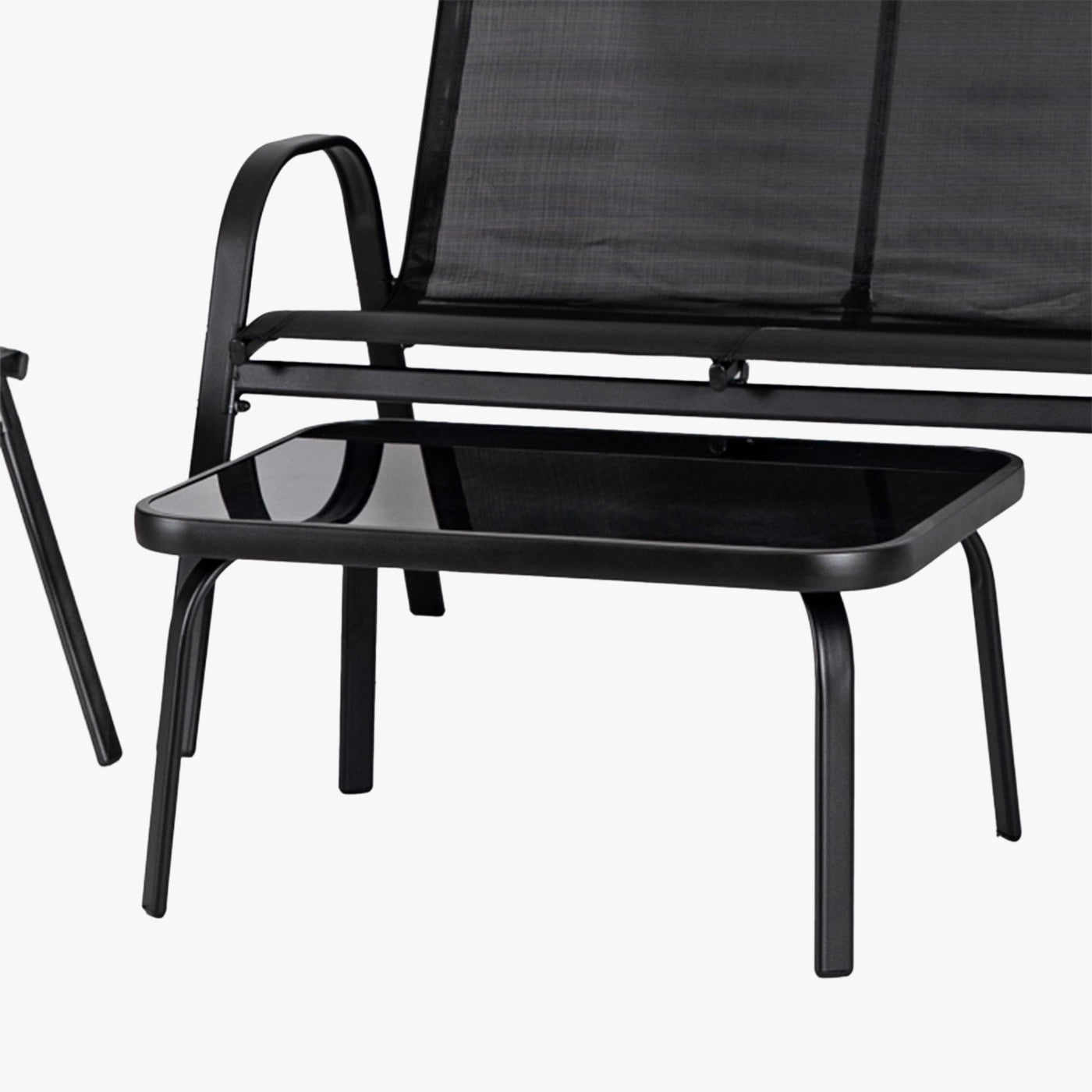 MINNESOTA Ensemble de mobilier de jardin 4 places avec table en verre noir - Mobilier de jardin - Mobilier Deco