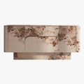 MIRA Buffet enfilade 2 portes 2 tiroirs marbre d'ingénierie beige et marron