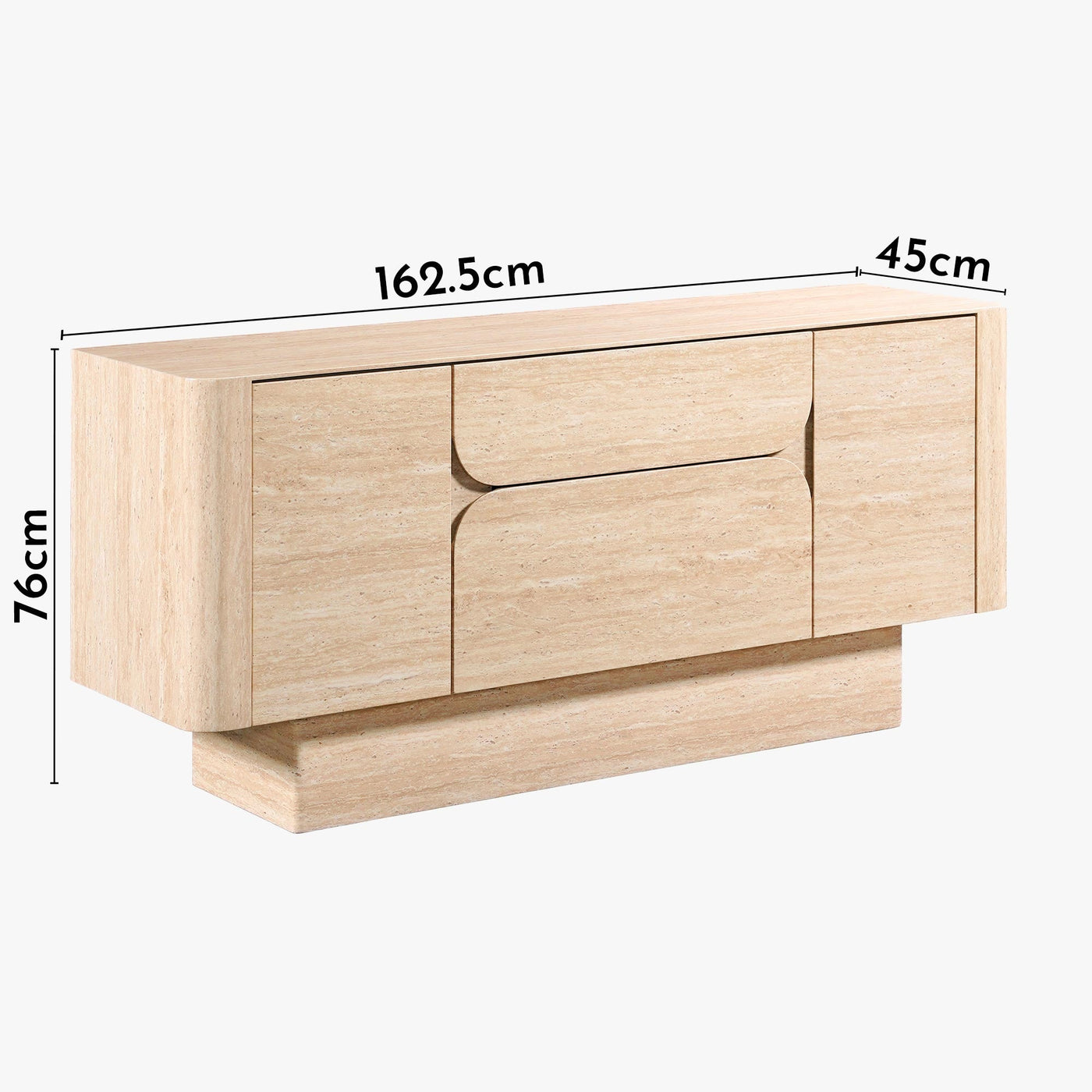 MIRA Buffet enfilade 2 portes 2 tiroirs marbre d'ingénierie couleur travertin - Buffet - Mobilier Deco