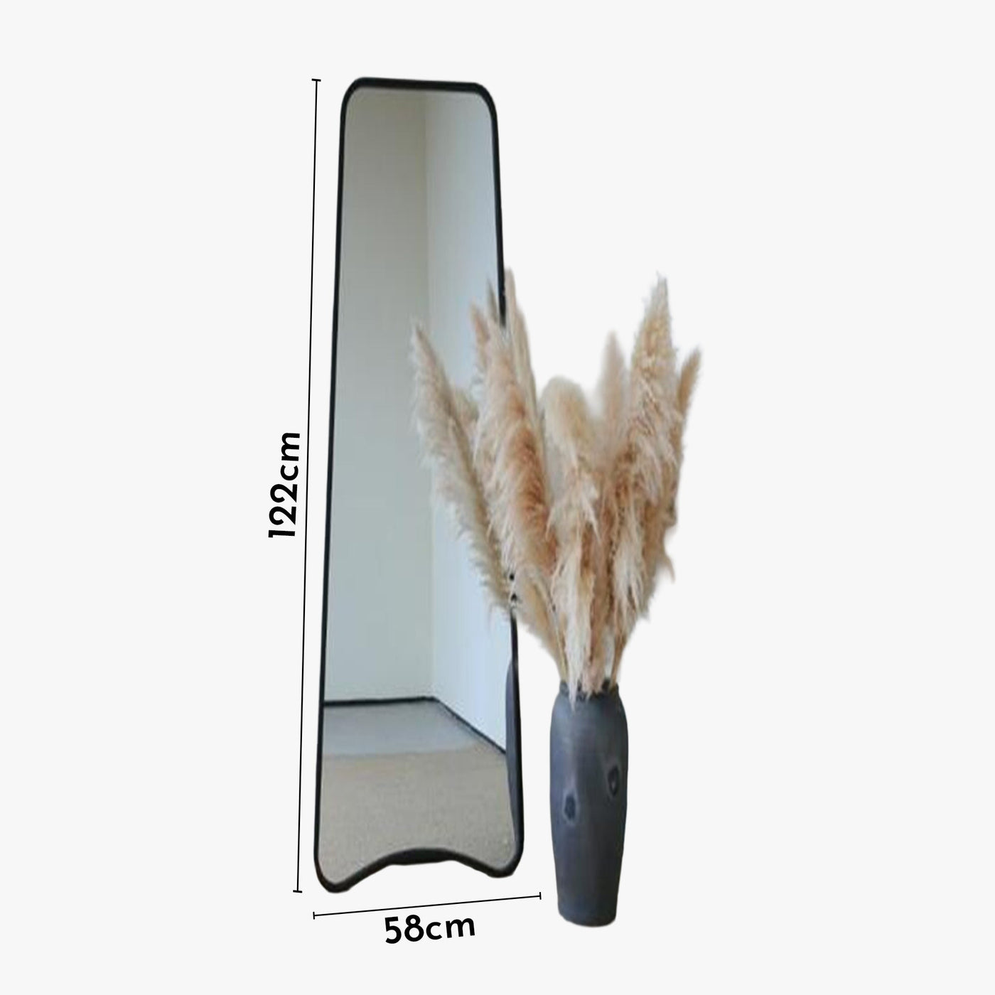 MIRANY Miroir sur pieds rectangulaire en fer noir 122x58 cm - Miroirs - Mobilier Deco