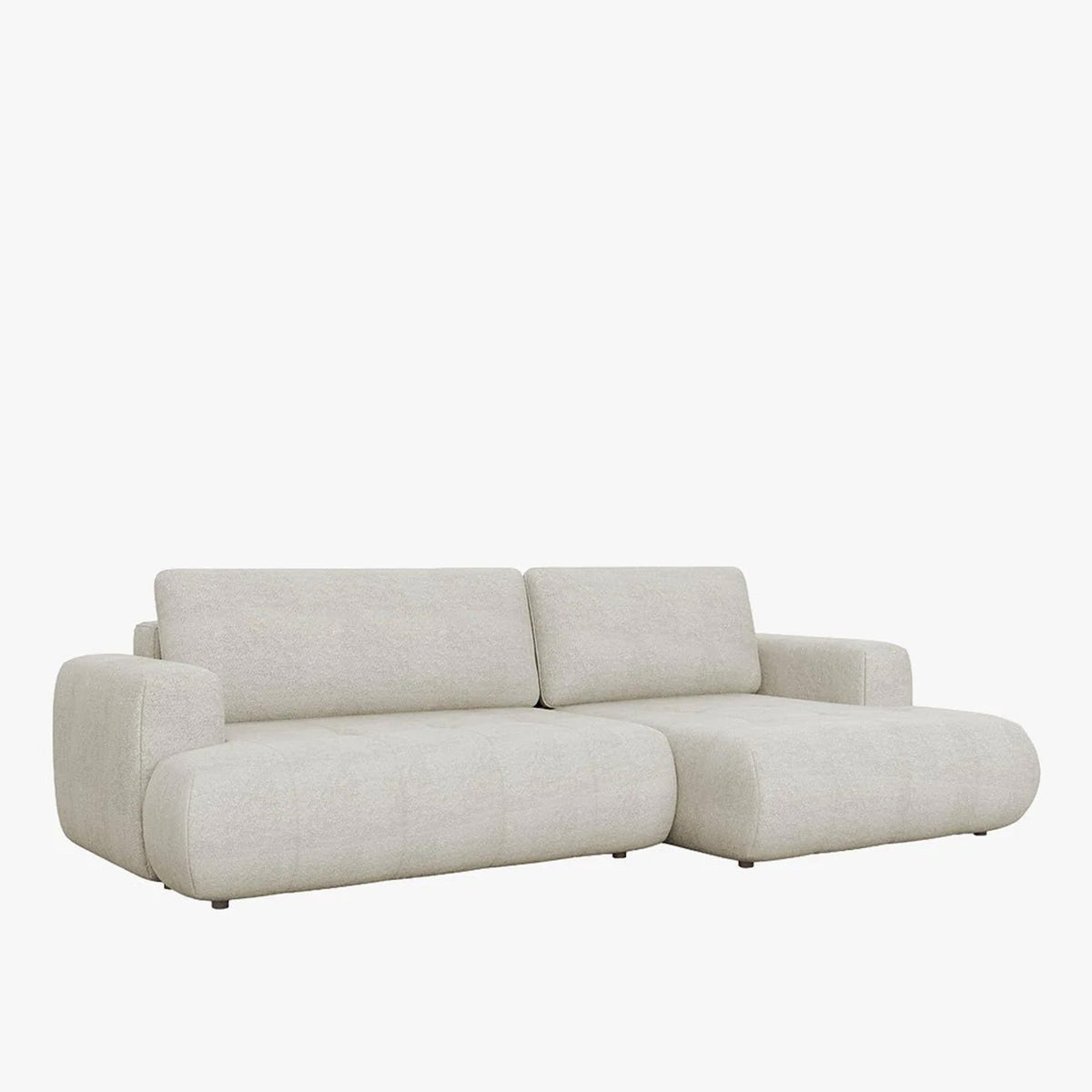 MIREL Canapé d'angle convertible en tissu écru - Angle droit - Canapé d'angle convertible - Mobilier Deco