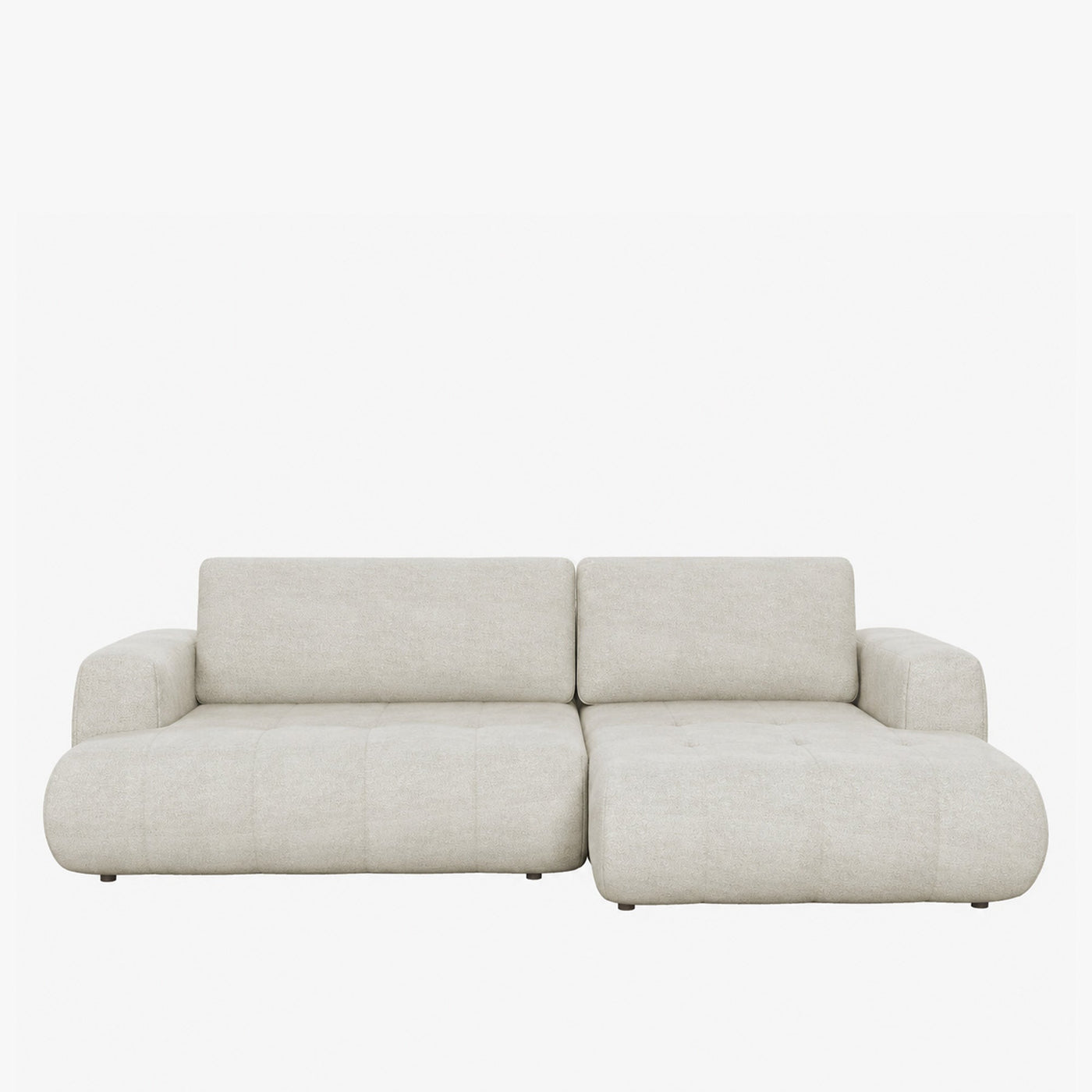 MIREL Canapé d'angle convertible en tissu écru - Angle droit - Canapé d'angle convertible - Mobilier Deco