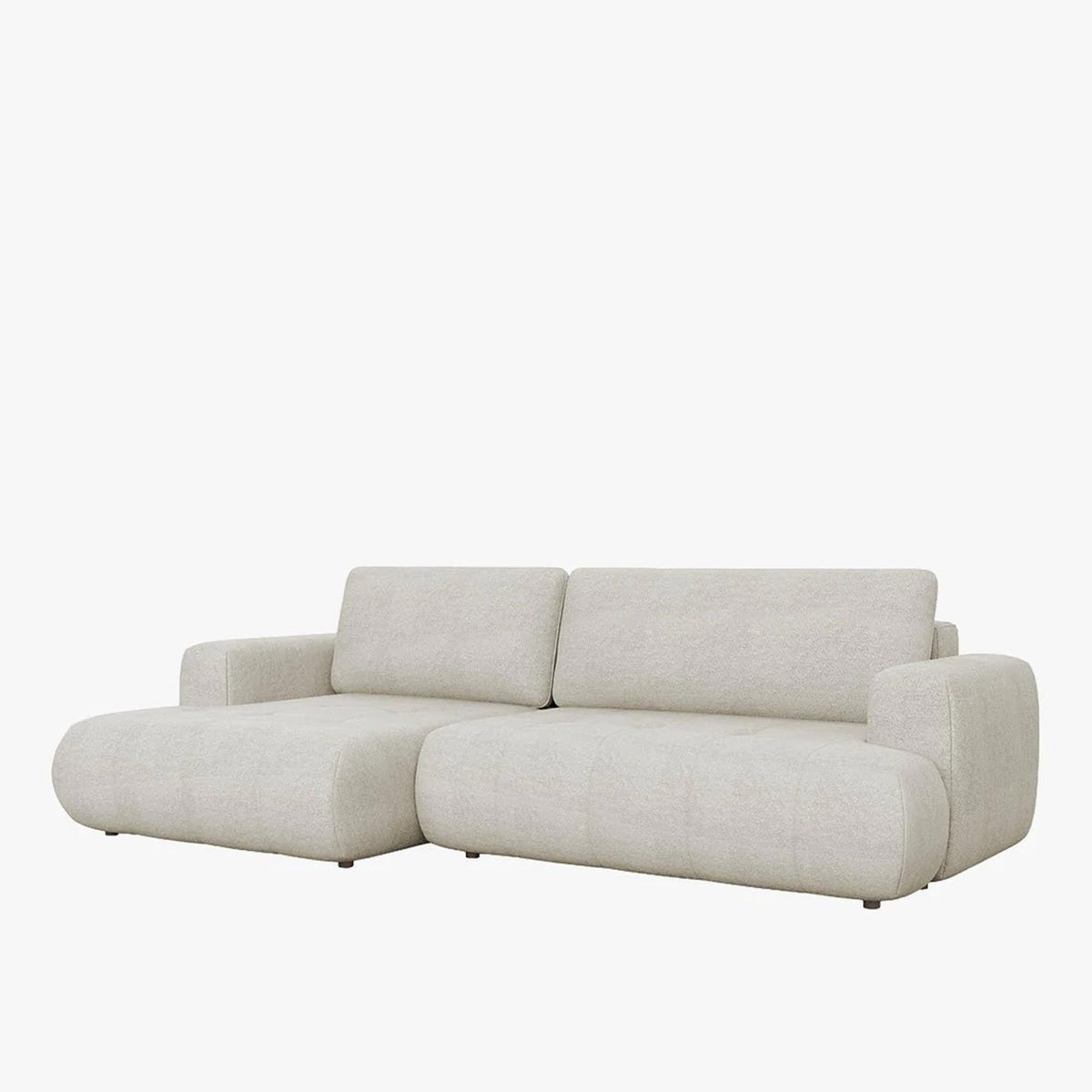 MIREL Canapé d'angle convertible en tissu écru - Angle gauche - Canapé d'angle convertible - Mobilier Deco
