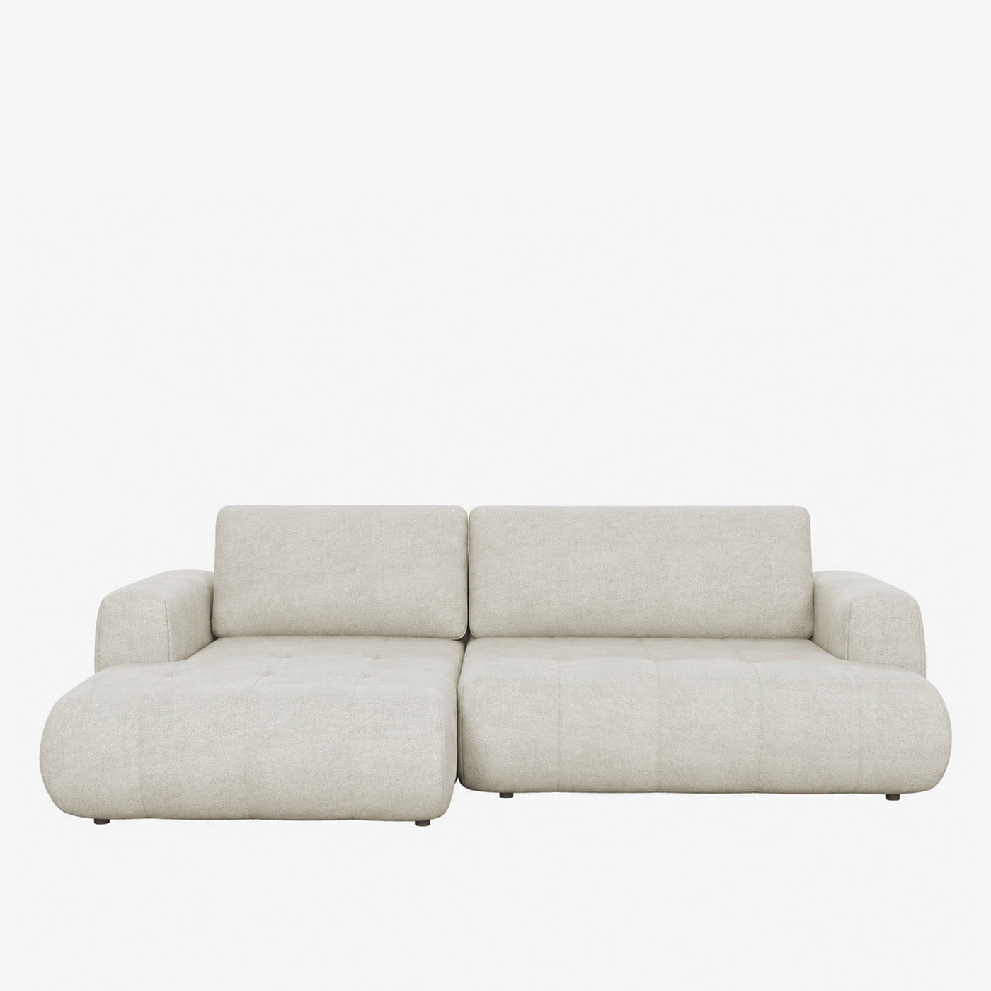 MIREL Canapé d'angle convertible en tissu écru - Angle gauche - Canapé d'angle convertible - Mobilier Deco