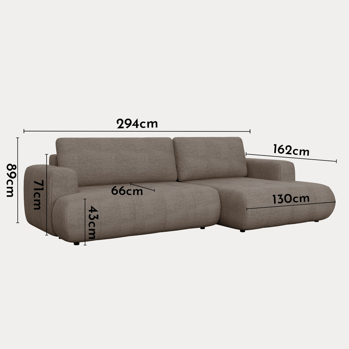 MIREL Canapé d'angle convertible en tissu marron - Angle droit - Canapé d'angle convertible - Mobilier Deco