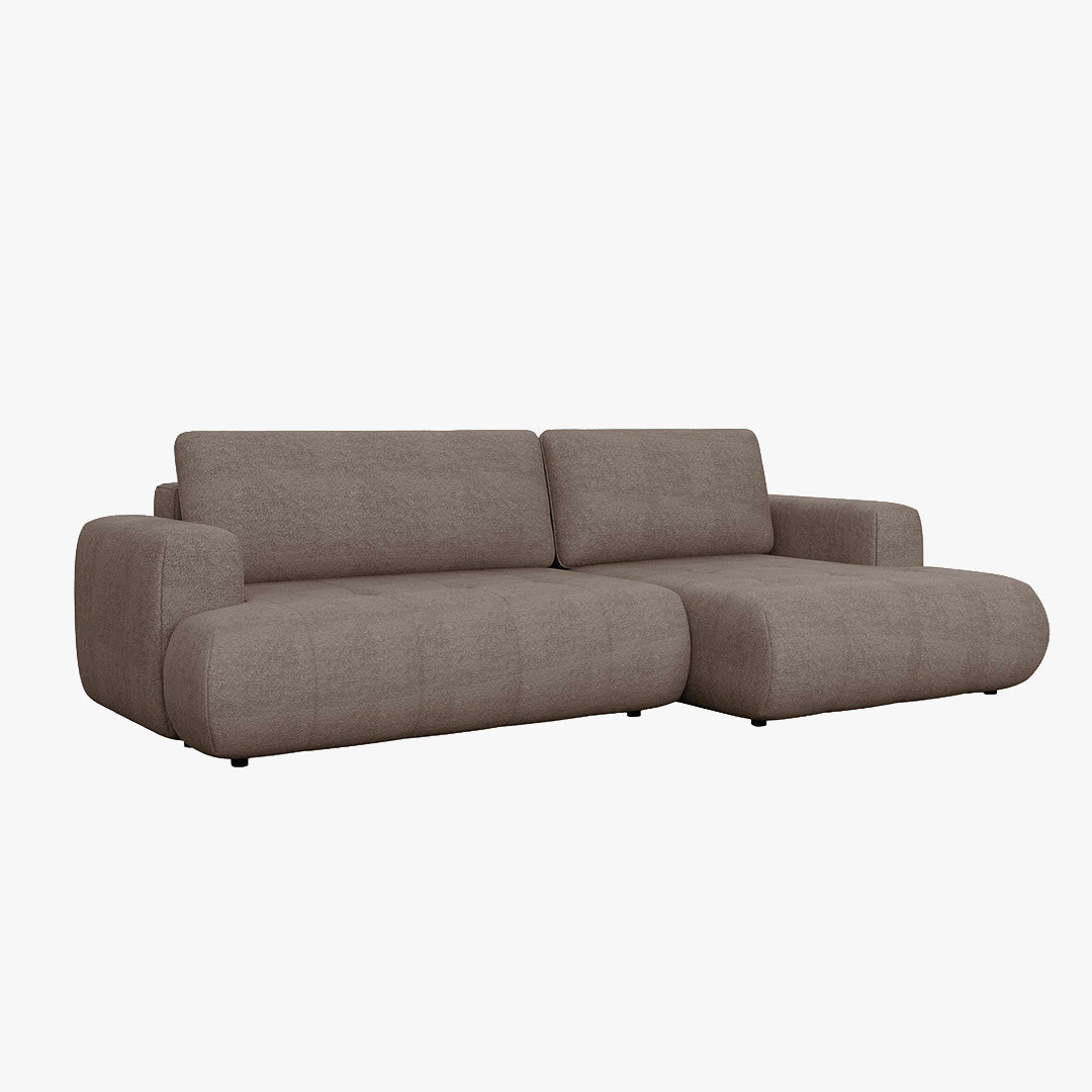 MIREL Canapé d'angle convertible en tissu marron - Angle droit - Canapé d'angle convertible - Mobilier Deco