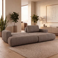 MIREL Canapé d'angle convertible en tissu marron - Angle droit