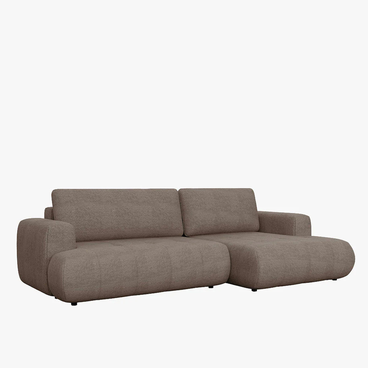 MIREL Canapé d'angle convertible en tissu marron - Angle droit - Canapé d'angle convertible - Mobilier Deco