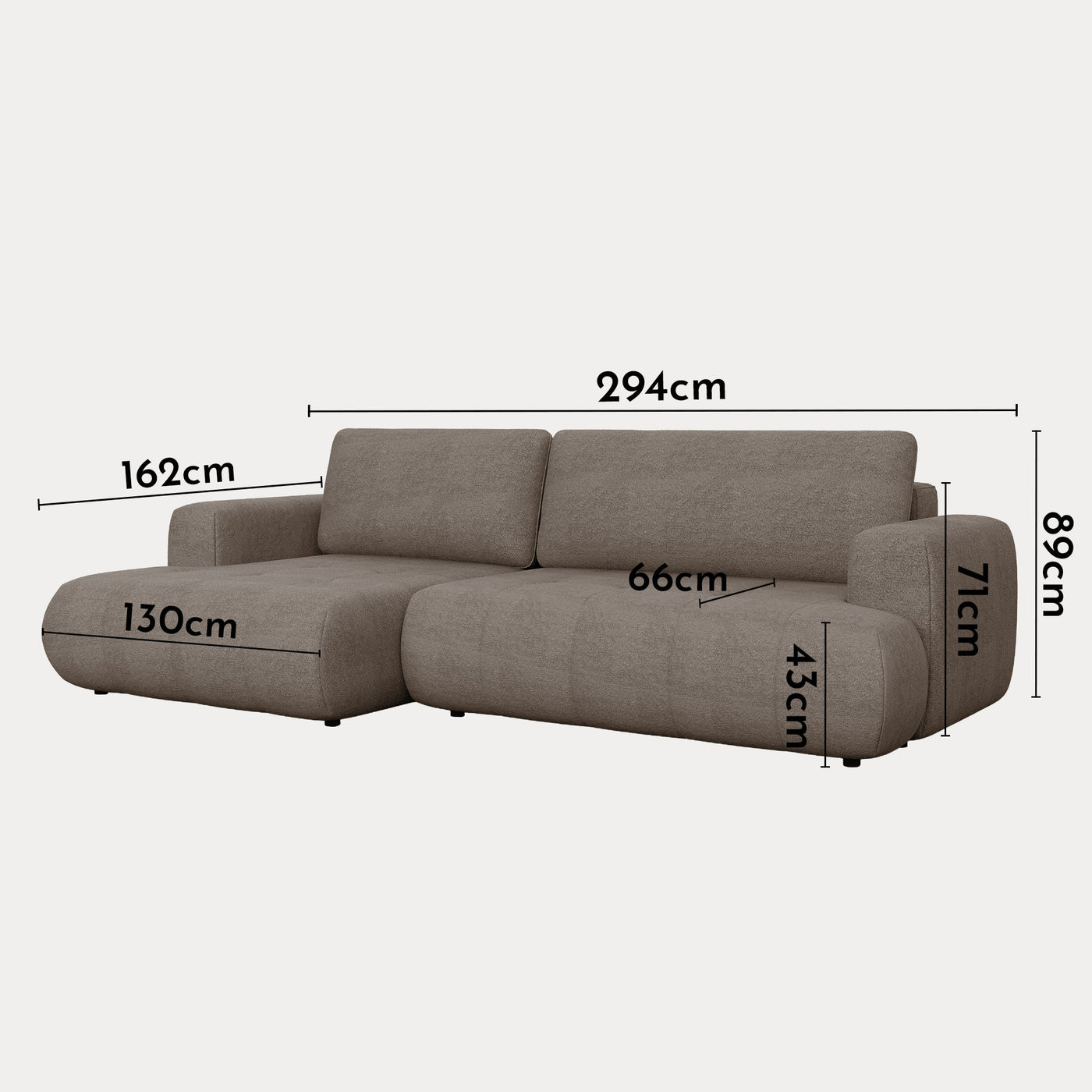MIREL Canapé d'angle convertible en tissu marron - Angle gauche - Canapé d'angle convertible - Mobilier Deco