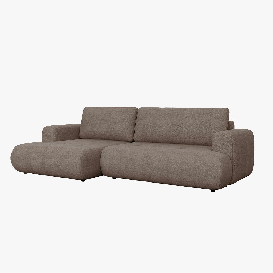 MIREL Canapé d'angle convertible en tissu marron - Angle gauche - Canapé d'angle convertible - Mobilier Deco
