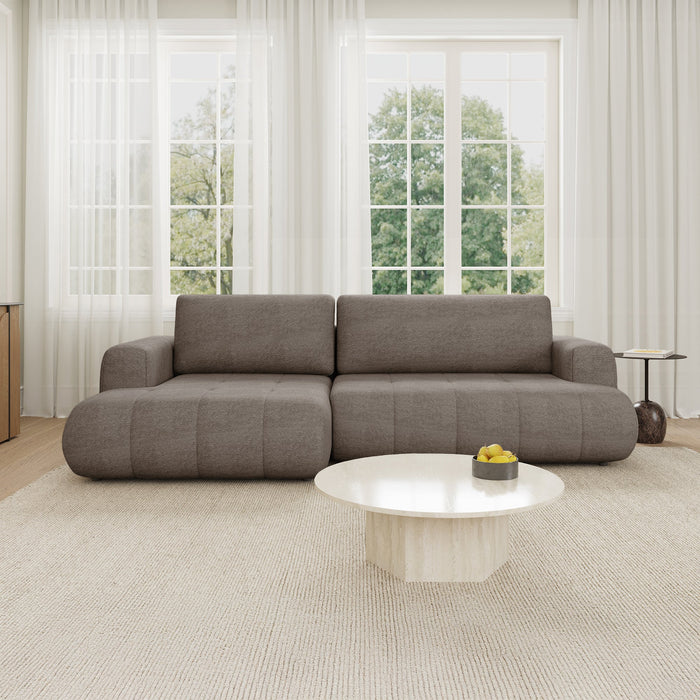 MIREL Canapé d'angle convertible en tissu marron - Angle gauche