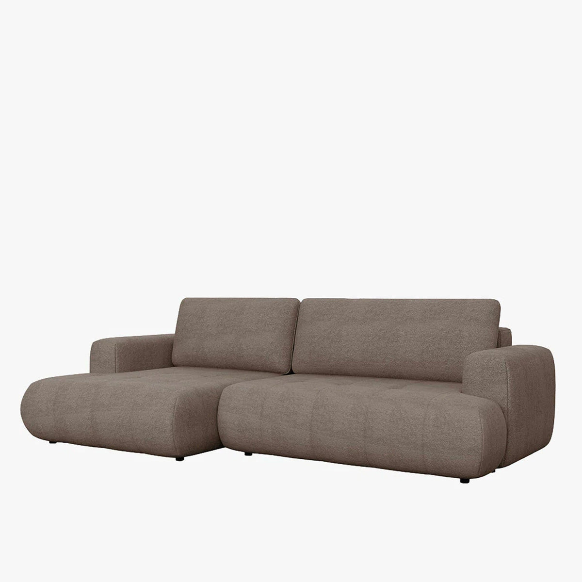 MIREL Canapé d'angle convertible en tissu marron - Angle gauche - Canapé d'angle convertible - Mobilier Deco