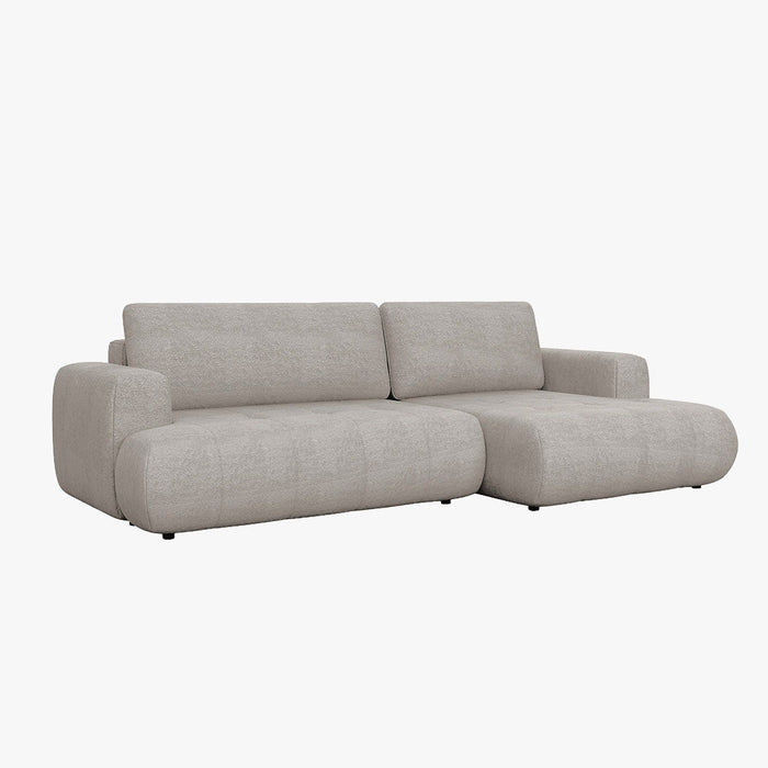 MIREL Canapé d'angle convertible en tissu taupe - Angle droit