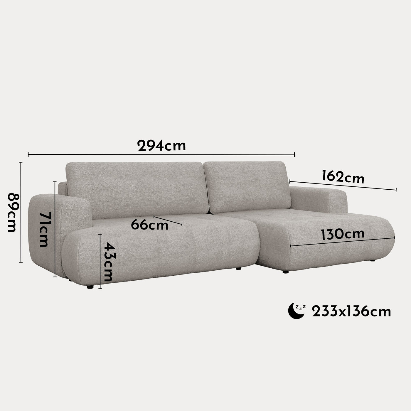 MIREL Canapé d'angle convertible en tissu taupe - Angle droit - Canapé d'angle convertible - Mobilier Deco