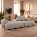 MIREL Canapé d'angle convertible en tissu taupe - Angle droit