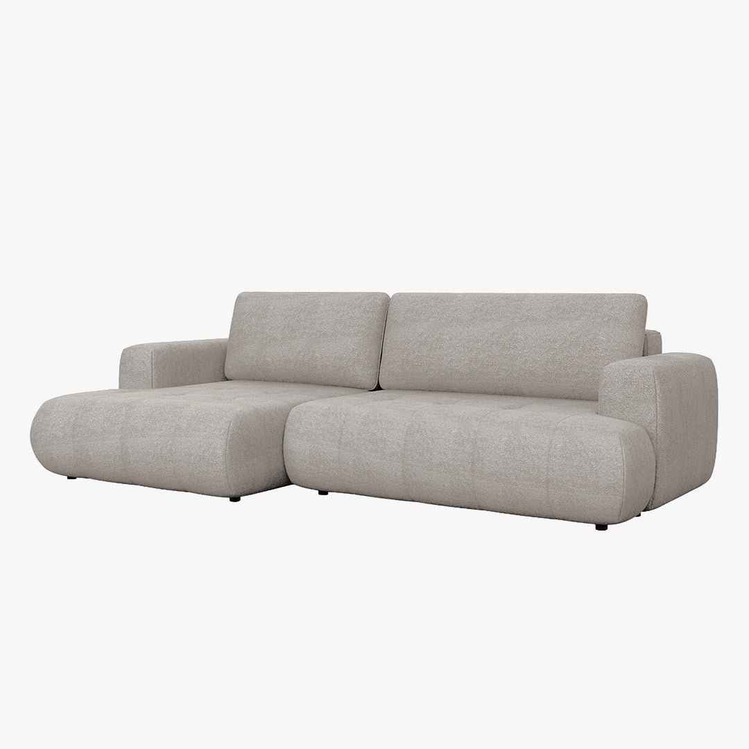 MIREL Canapé d'angle convertible en tissu taupe - Angle gauche - Canapé d'angle convertible - Mobilier Deco