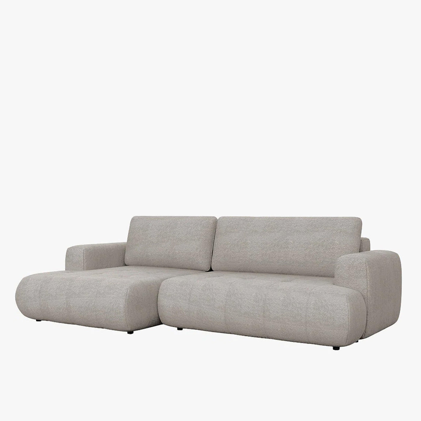 MIREL Canapé d'angle convertible en tissu taupe - Angle gauche - Canapé d'angle convertible - Mobilier Deco