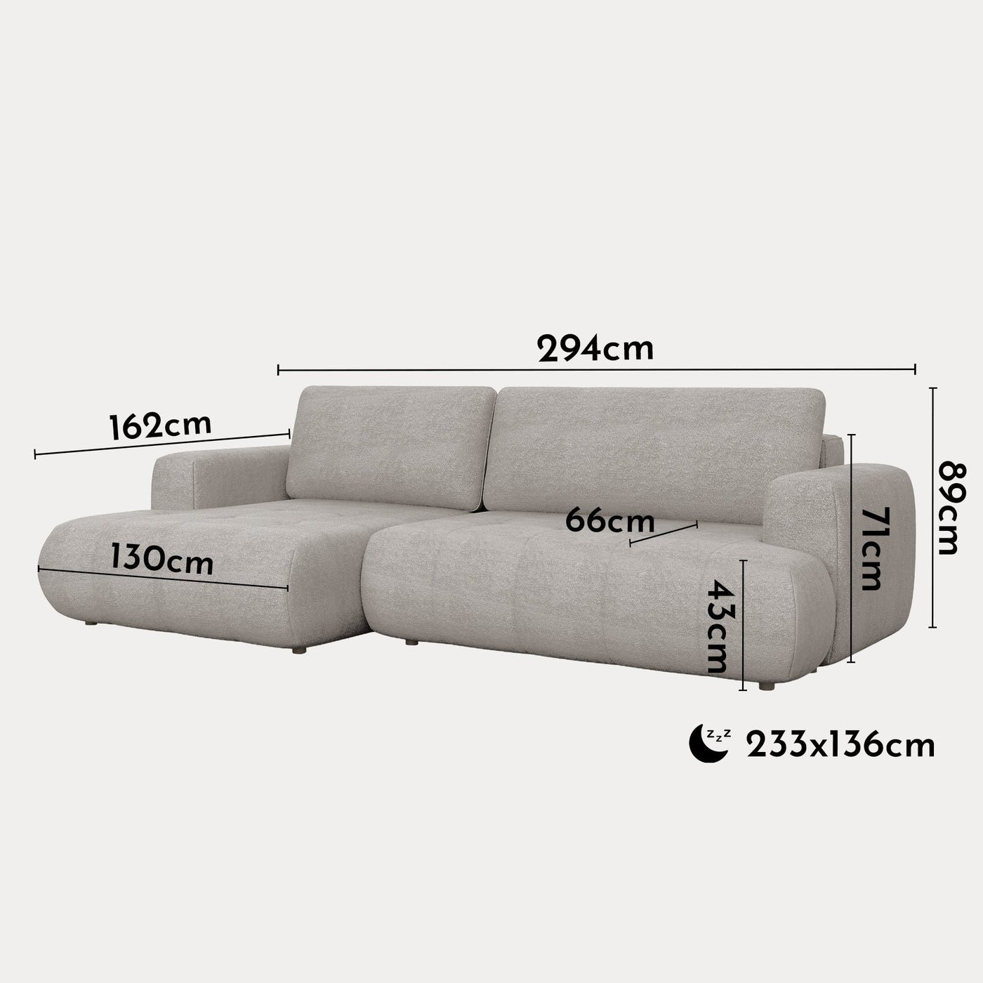 MIREL Canapé d'angle convertible en tissu taupe - Angle gauche - Canapé d'angle convertible - Mobilier Deco