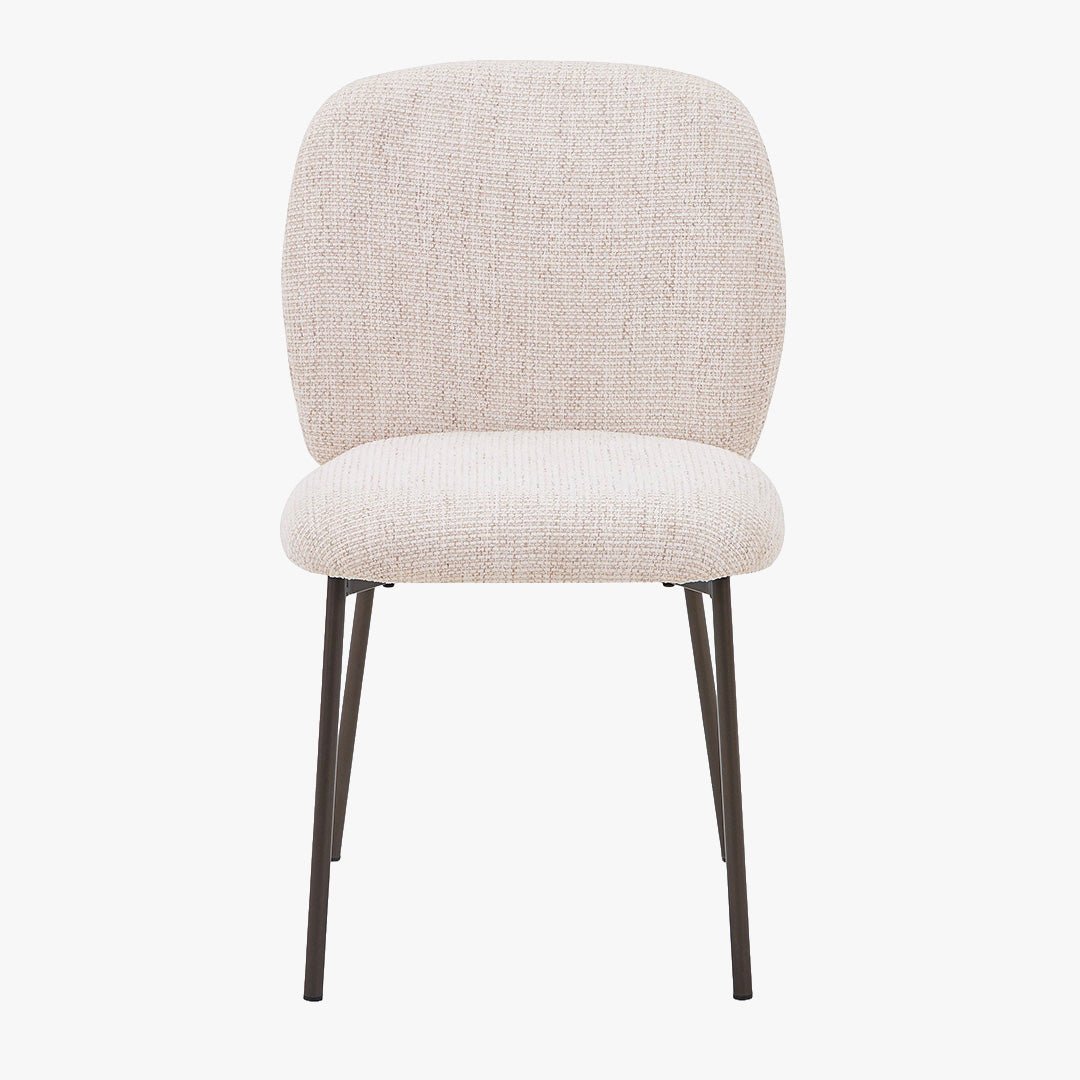 MOGAN Lot de 2 chaises en tissu beige pieds en métal noir - Chaise de repas - Mobilier Deco