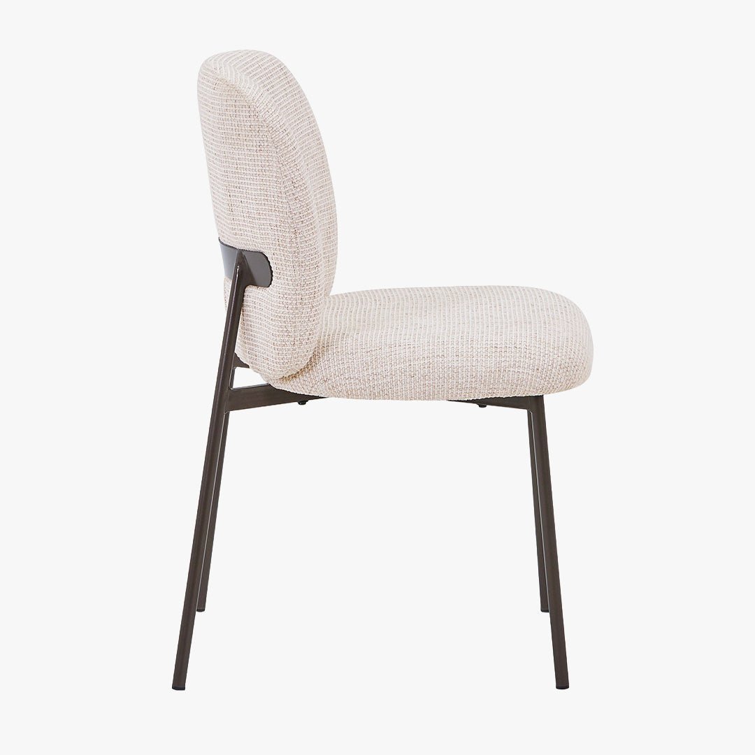 MOGAN Lot de 2 chaises en tissu beige pieds en métal noir - Chaise de repas - Mobilier Deco