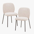 MOGAN Lot de 2 chaises en tissu beige pieds en métal noir