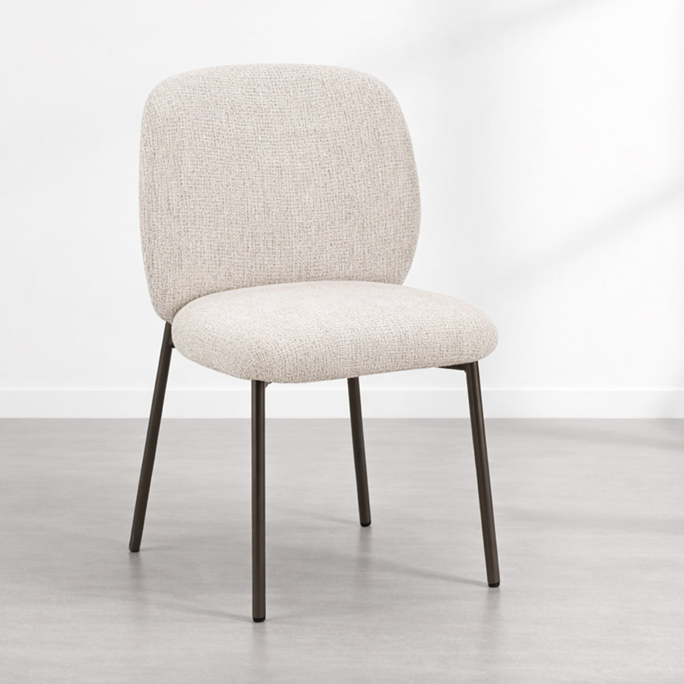 MOGAN Lot de 2 chaises en tissu beige pieds en métal noir - Chaise de repas - Mobilier Deco