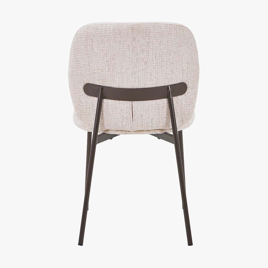 MOGAN Lot de 2 chaises en tissu beige pieds en métal noir - Chaise de repas - Mobilier Deco