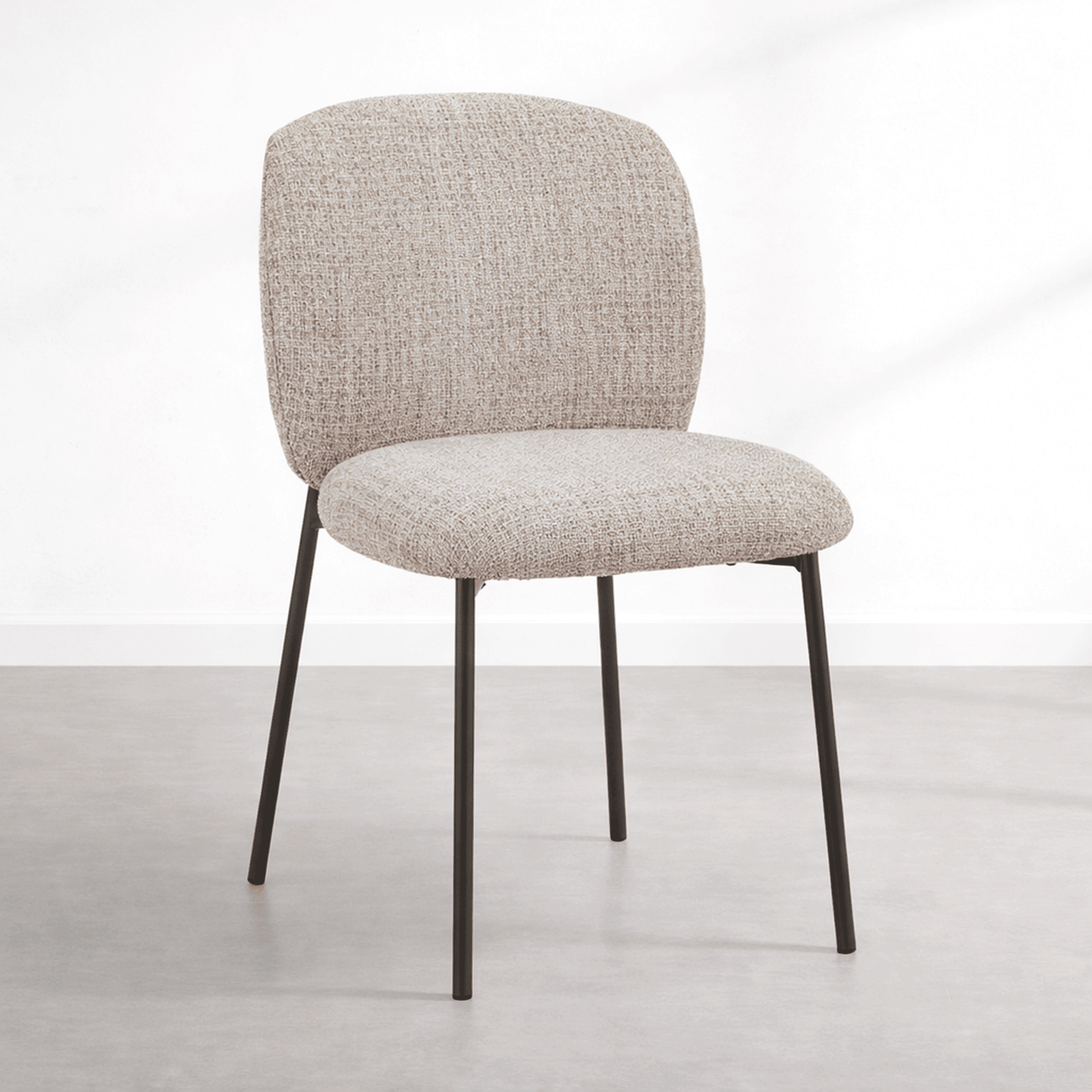 MOGAN Lot de 2 chaises en tissu taupe pieds en métal noir - Chaise de repas - Mobilier Deco