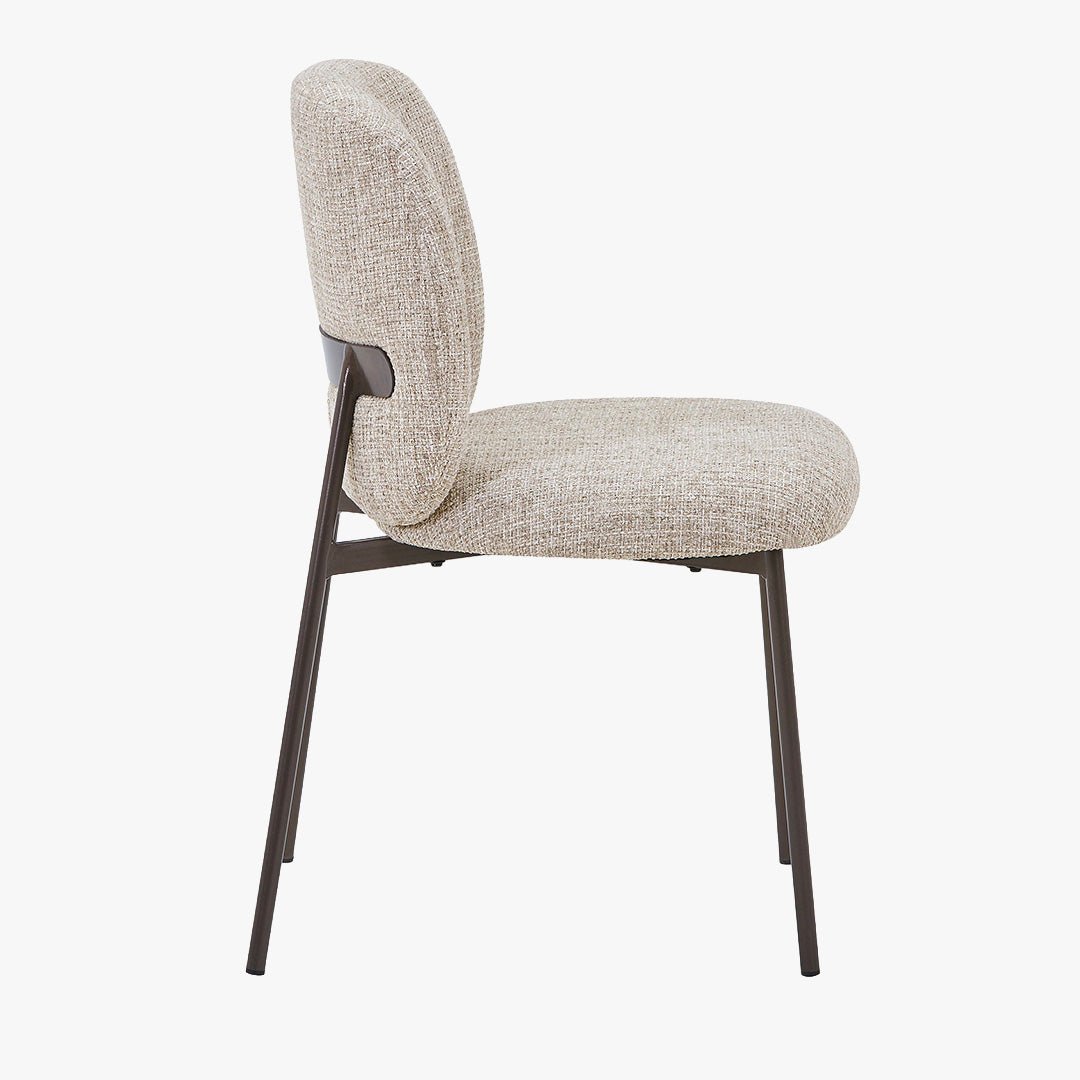 MOGAN Lot de 2 chaises en tissu taupe pieds en métal noir - Chaise de repas - Mobilier Deco