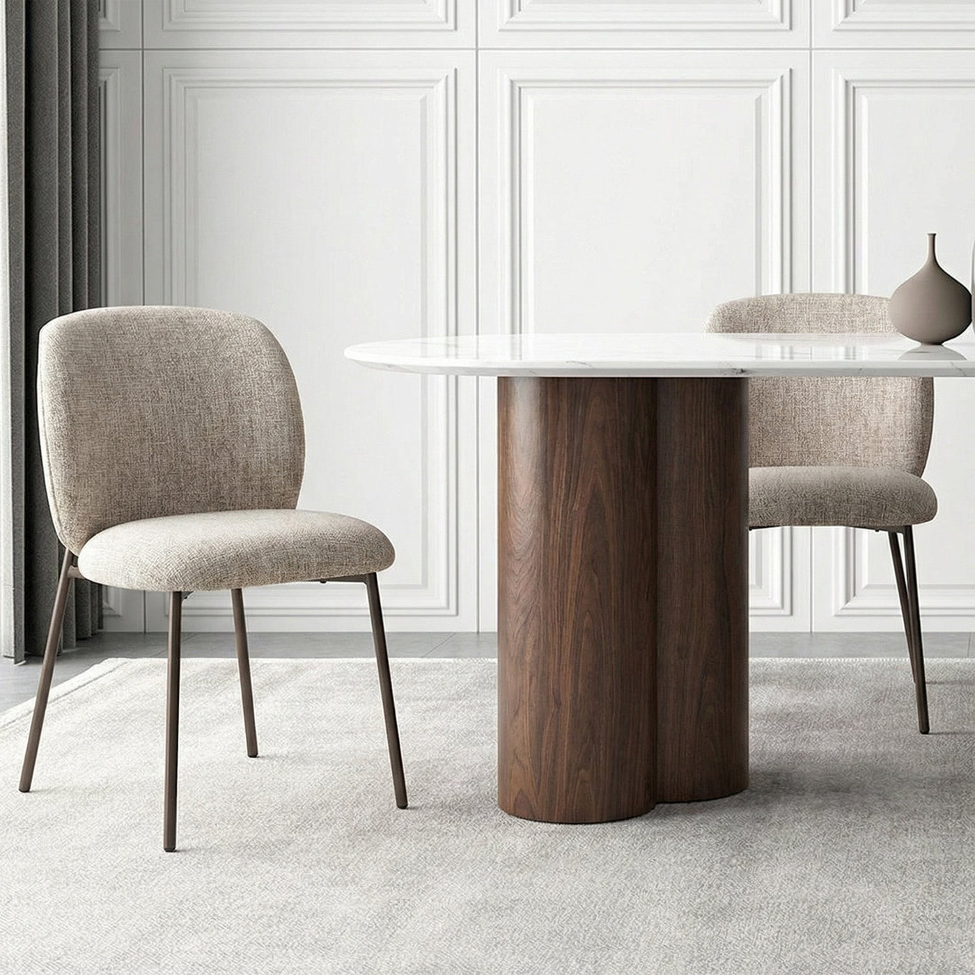 MOGAN Lot de 2 chaises en tissu taupe pieds en métal noir - Chaise de repas - Mobilier Deco