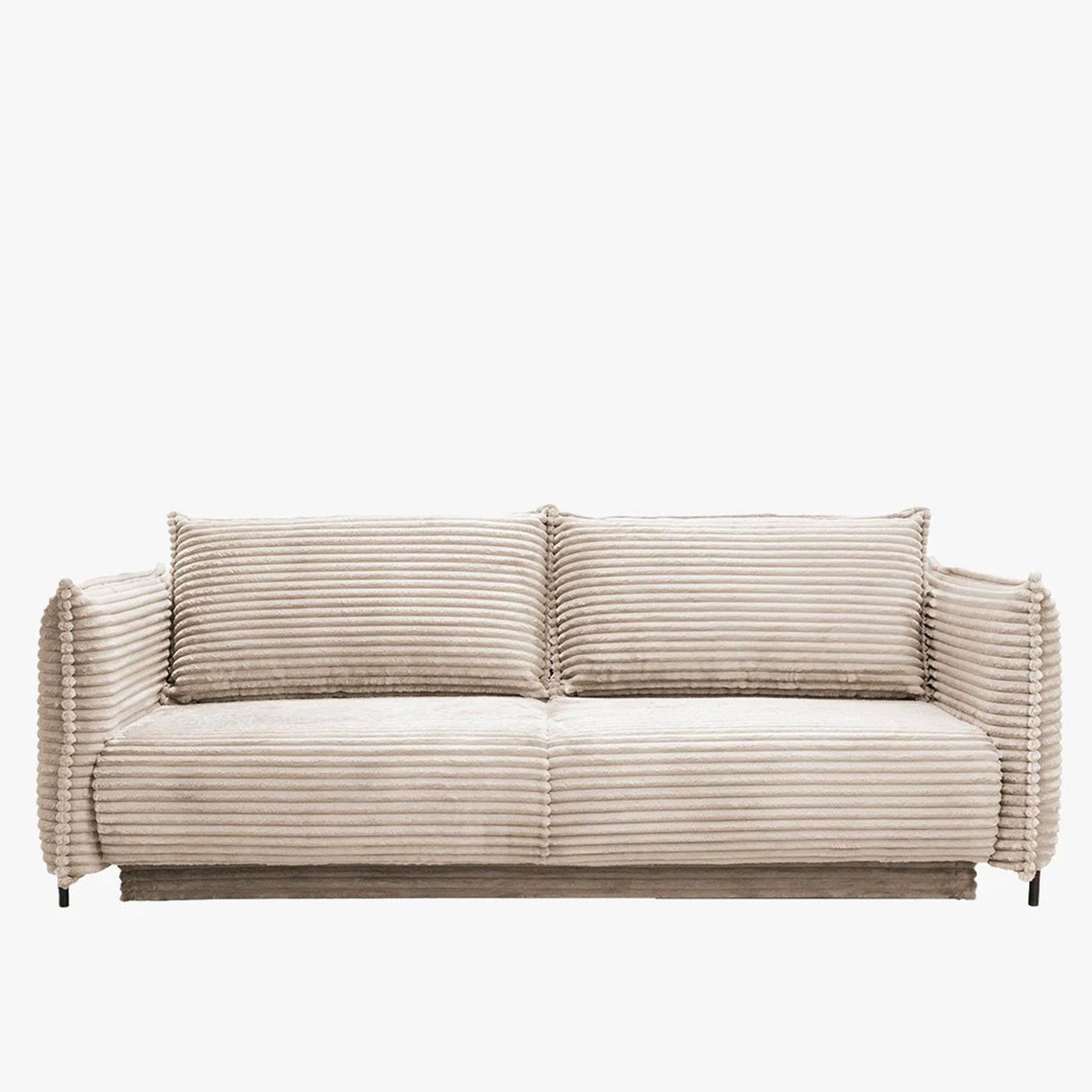 MONICA Canapé 3 places convertible avec coffre velours gros côtelé beige - Canapés convertibles - Mobilier Deco