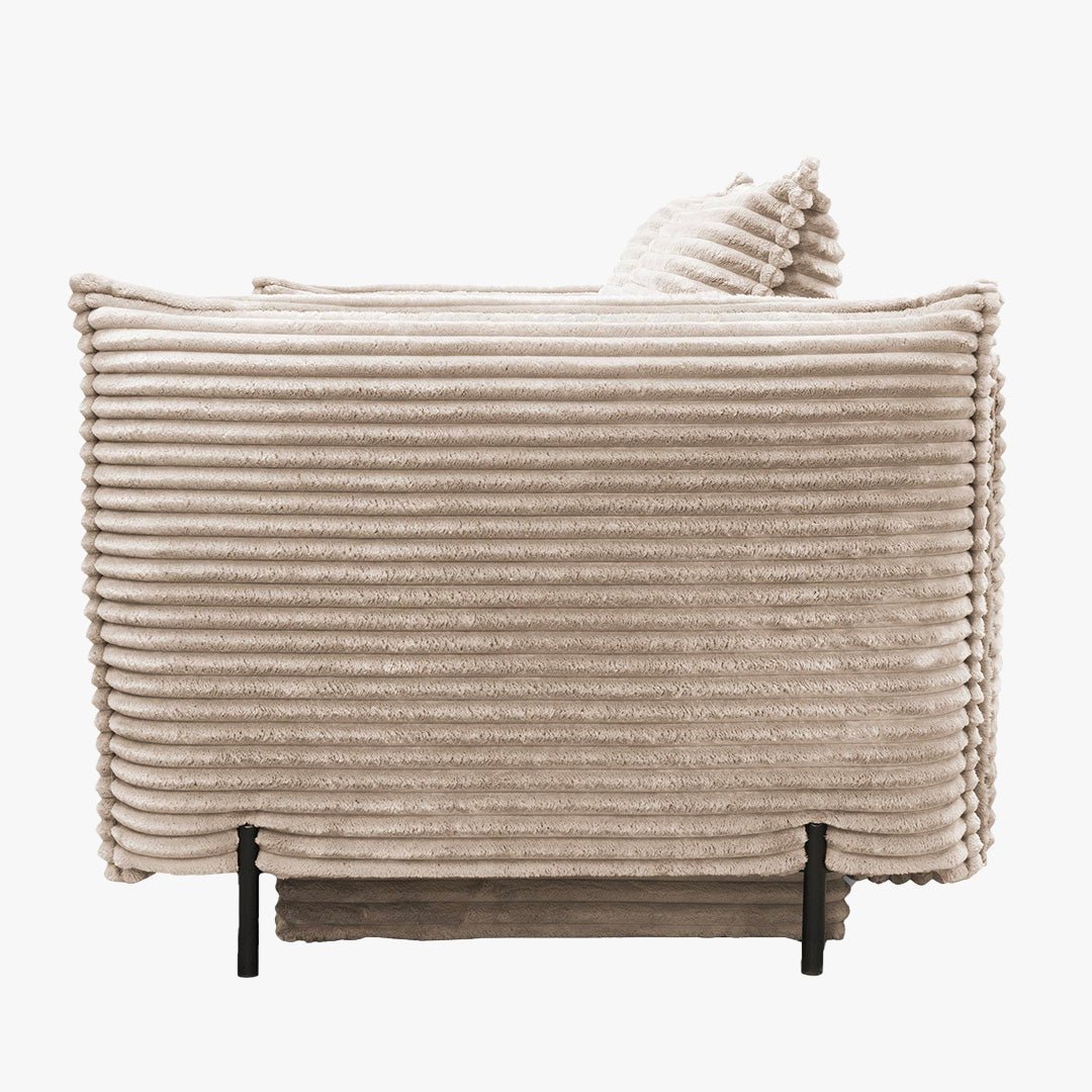 MONICA Canapé 3 places convertible avec coffre velours gros côtelé beige - Canapés convertibles - Mobilier Deco