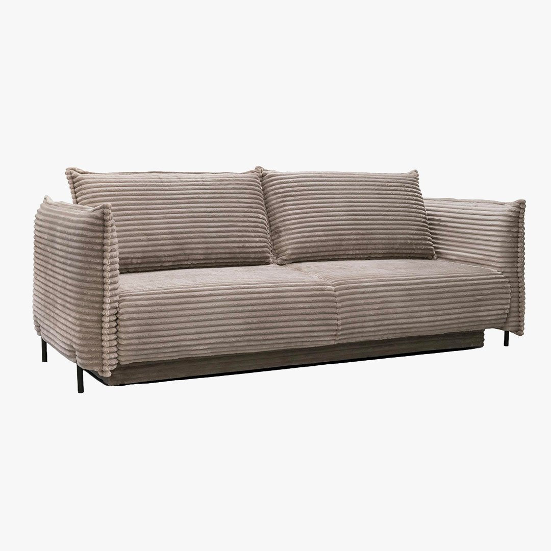 MONICA Canapé 3 places convertible avec coffre velours gros côtelé taupe - Canapés convertibles - Mobilier Deco