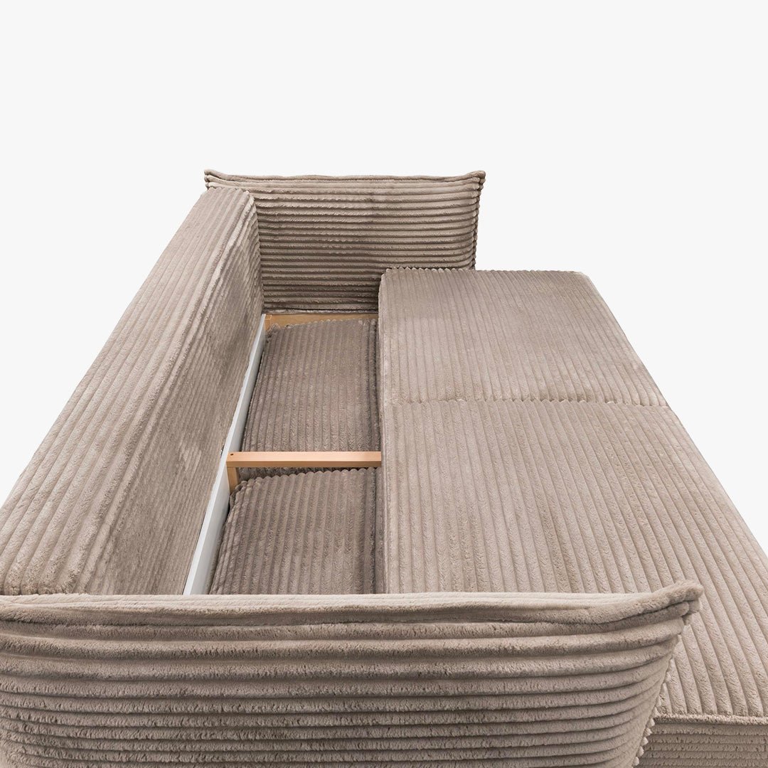 MONICA Canapé 3 places convertible avec coffre velours gros côtelé taupe - Canapés convertibles - Mobilier Deco