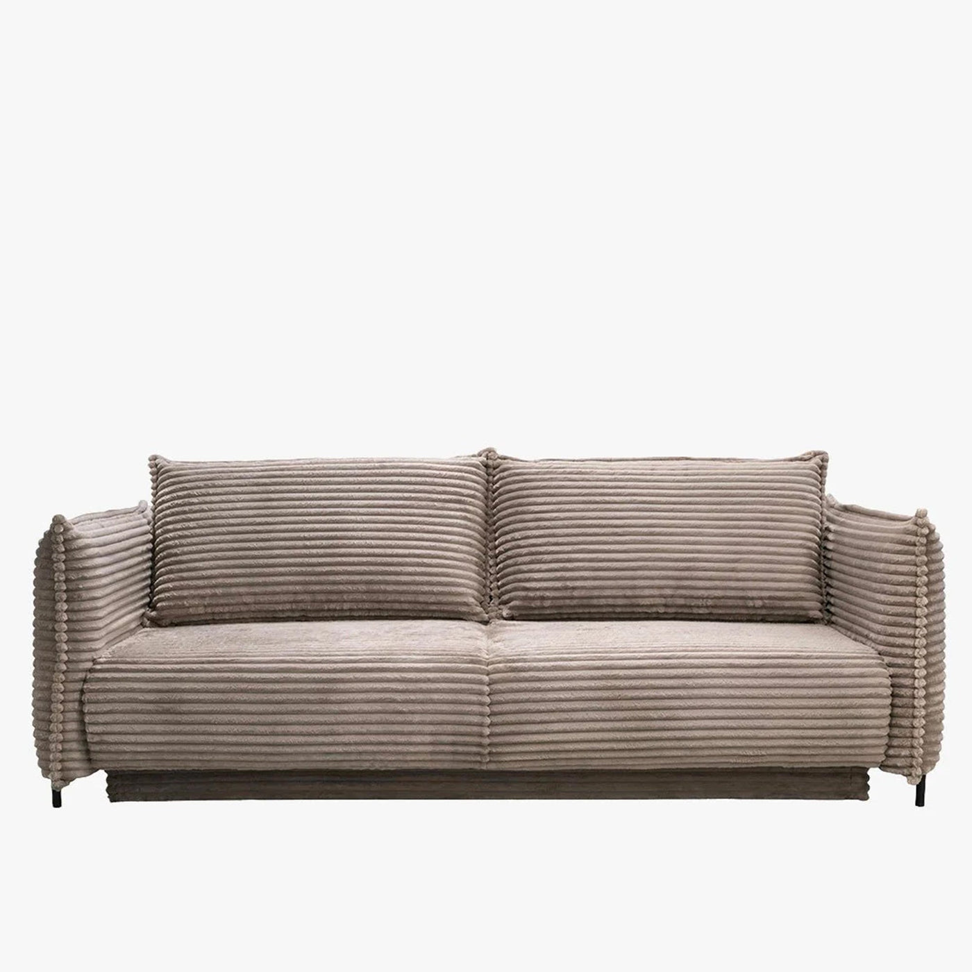 MONICA Canapé 3 places convertible avec coffre velours gros côtelé taupe - Canapés convertibles - Mobilier Deco