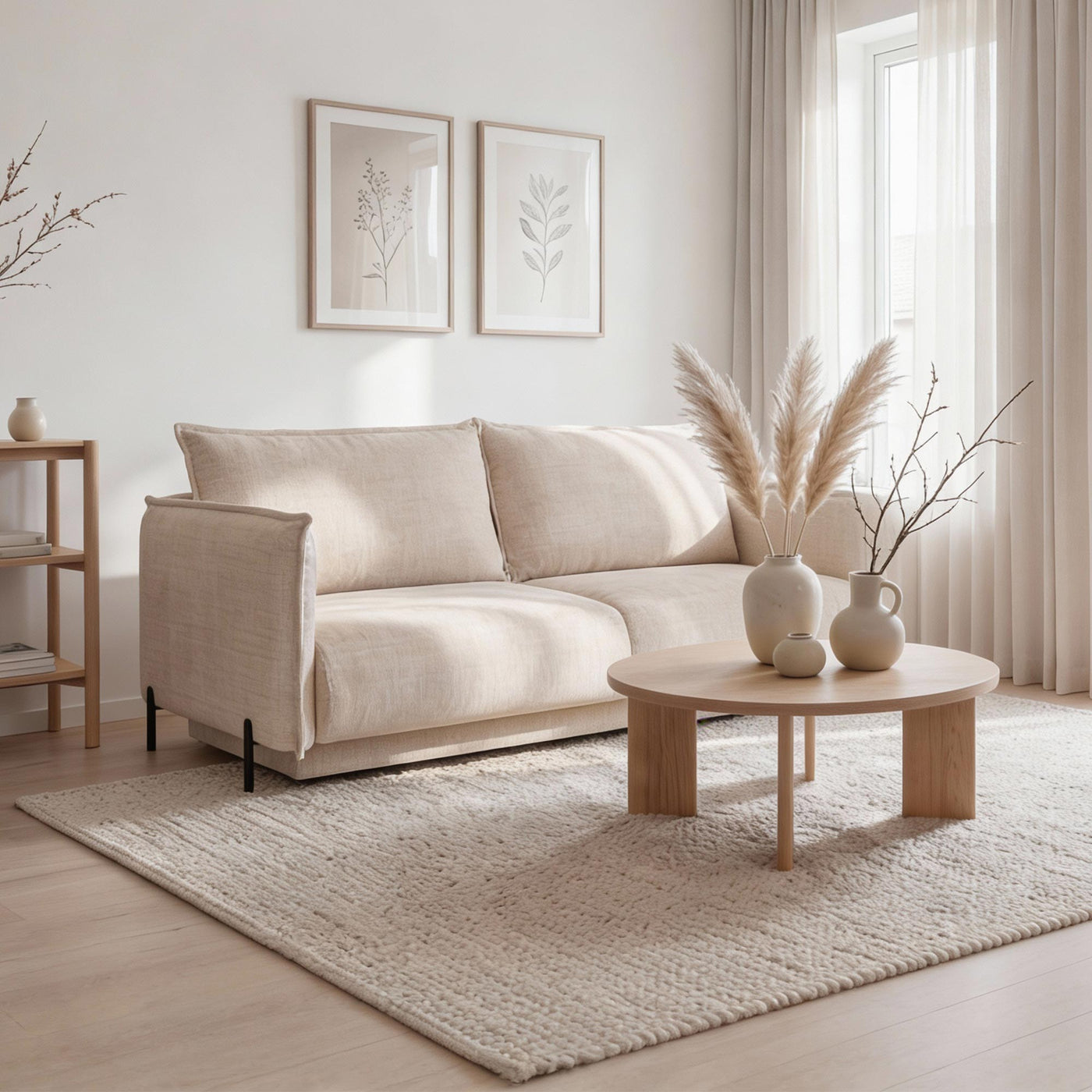 MONICA TISSU Canapé 3 places convertible avec coffre en tissu beige - Canapés convertibles - Mobilier Deco