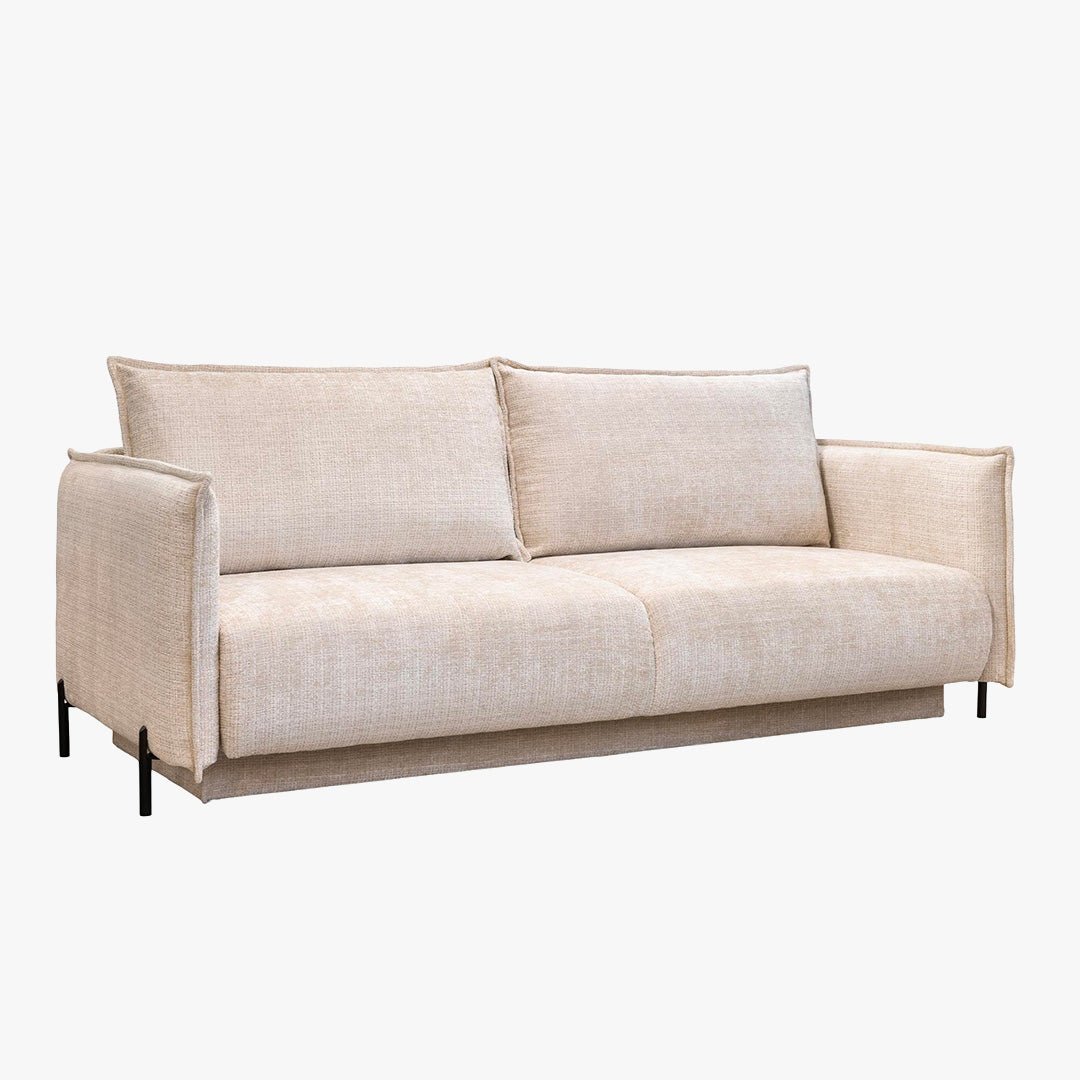 MONICA TISSU Canapé 3 places convertible avec coffre en tissu beige - Canapés convertibles - Mobilier Deco